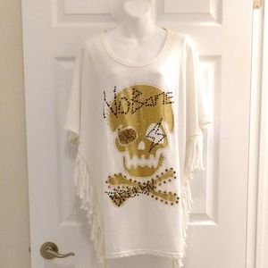 Joy Fashion tee w fringes - NWOT